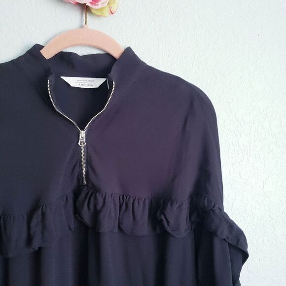 &‎ Other Stories Black Ruffle Long Sleeve Zipper Blouse - Picture 4 of 6